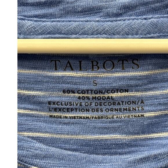 Talbots Blue Embroidered French Lady Poodle Shopping Cuff Sleeve Top Women S - Picture 5 of 6